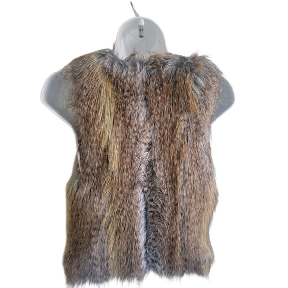 Y2k GUESS Faux Coyote Fur Vest Tan XS NWT Mob Wife Heritage Boho Festival - Picture 11 of 16
